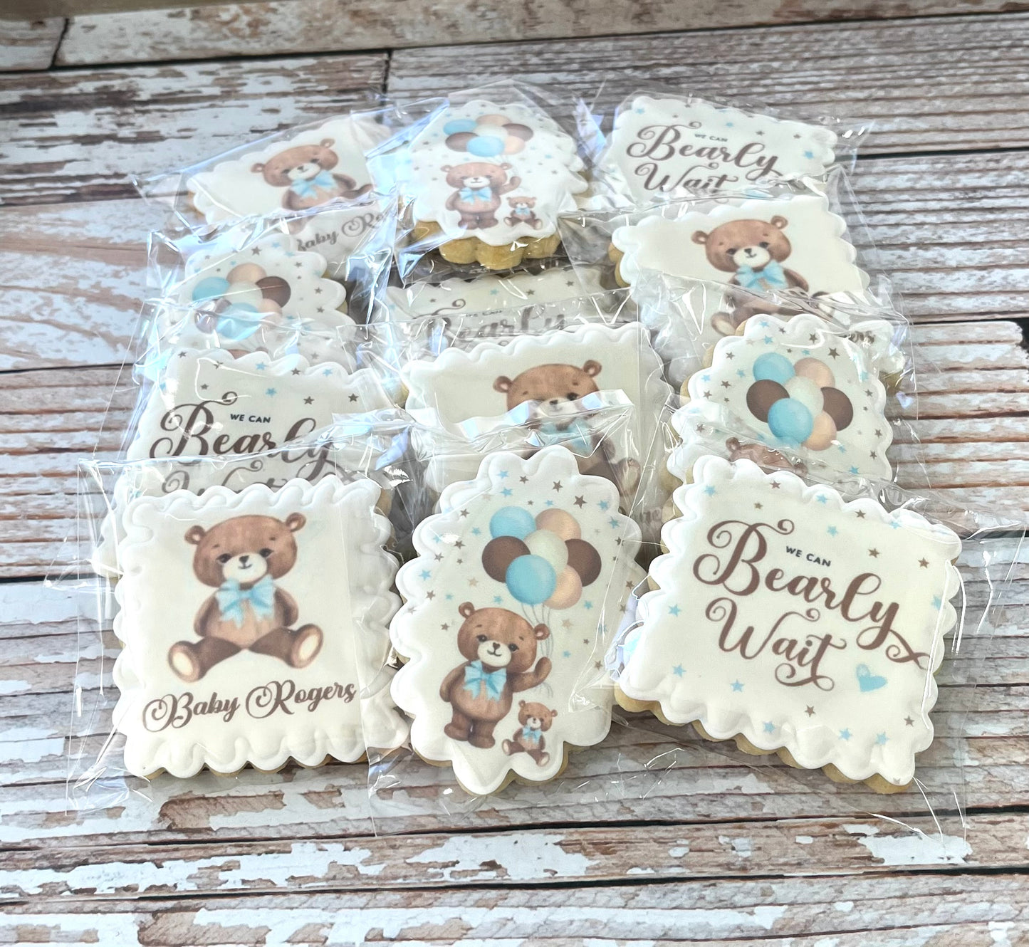 We Can Bearly Wait Teddy Bear Themed Baby Shower Cookies--12 Count