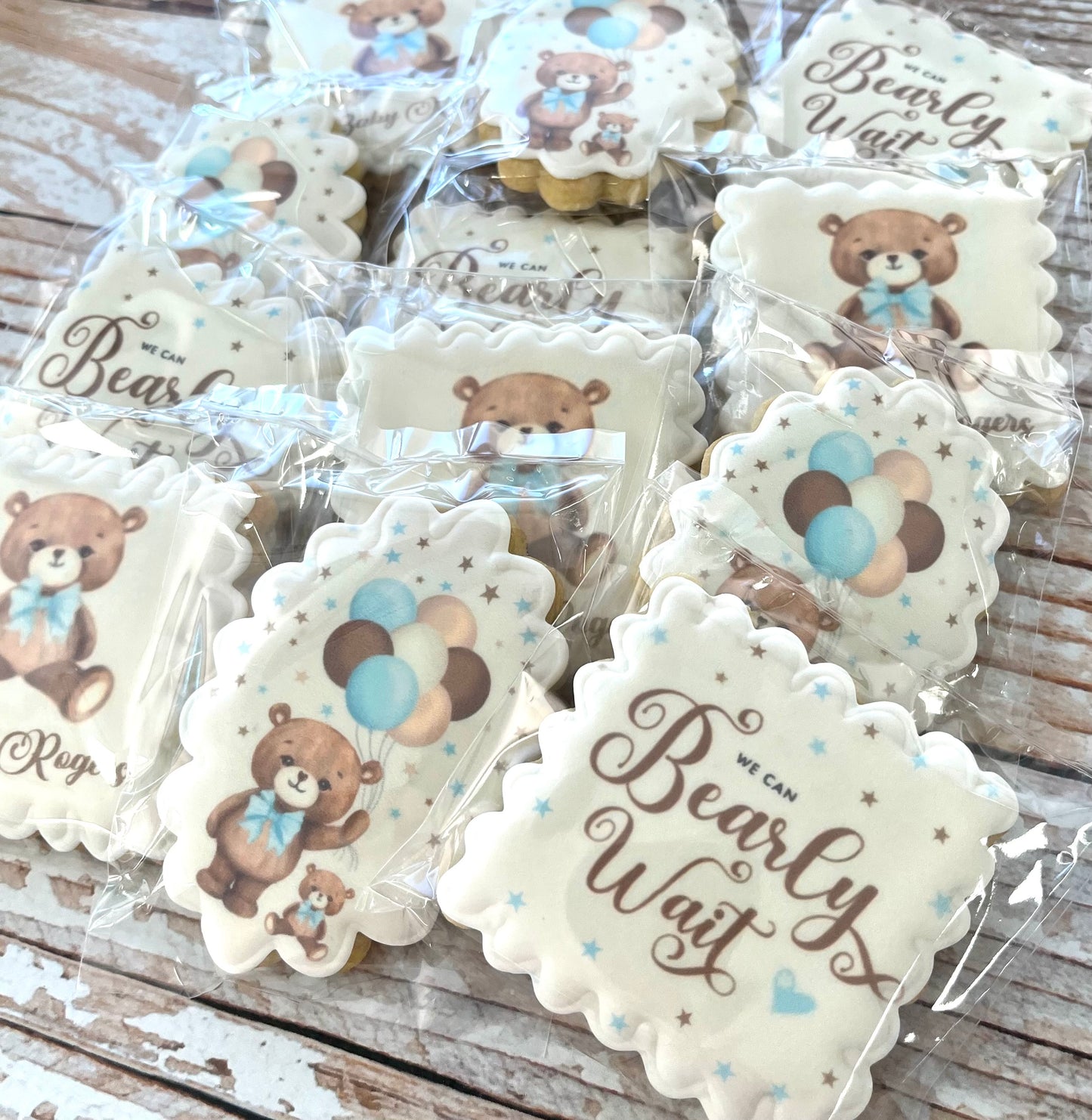 We Can Bearly Wait Teddy Bear Themed Baby Shower Cookies--12 Count