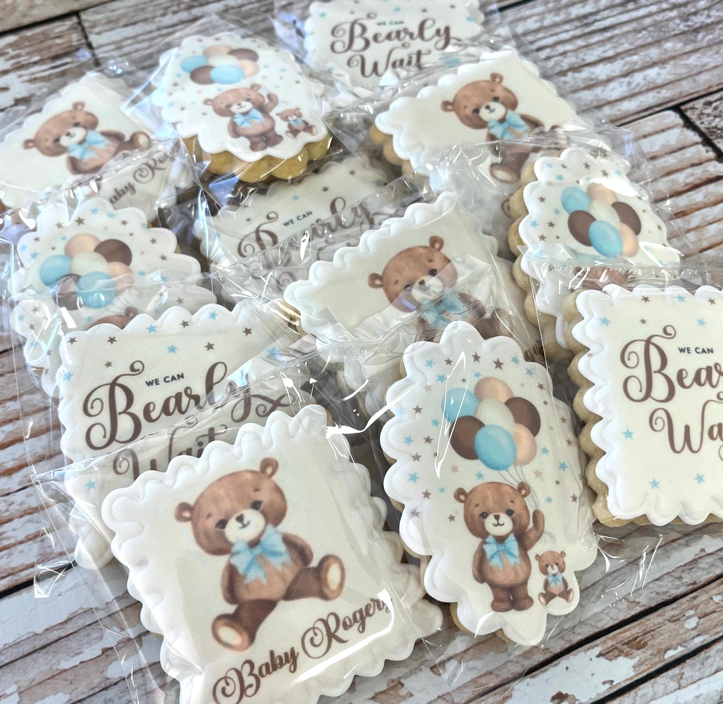 We Can Bearly Wait Teddy Bear Themed Baby Shower Cookies--12 Count