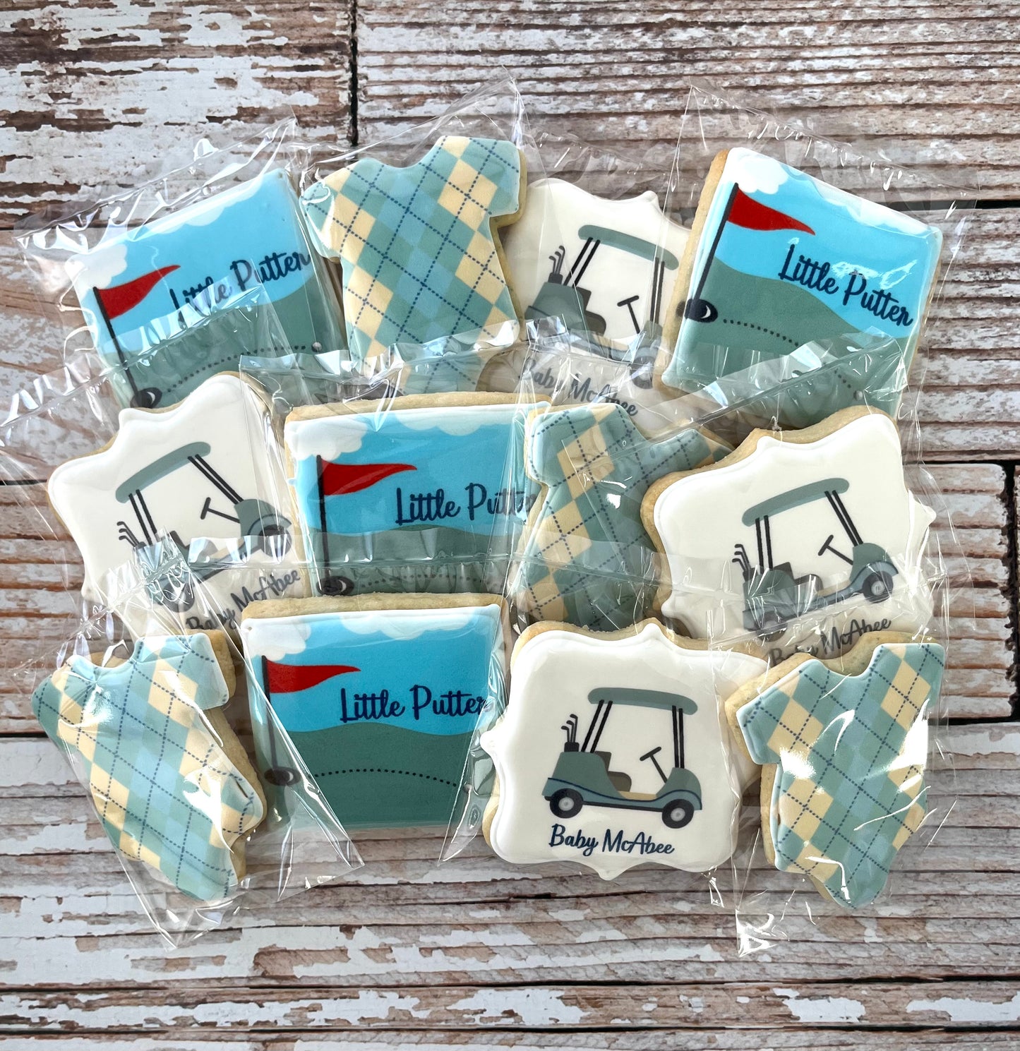 Golf Themed Baby Shower Putter is on the Way - It's a Boy Baby Shower Cookies--12 Count