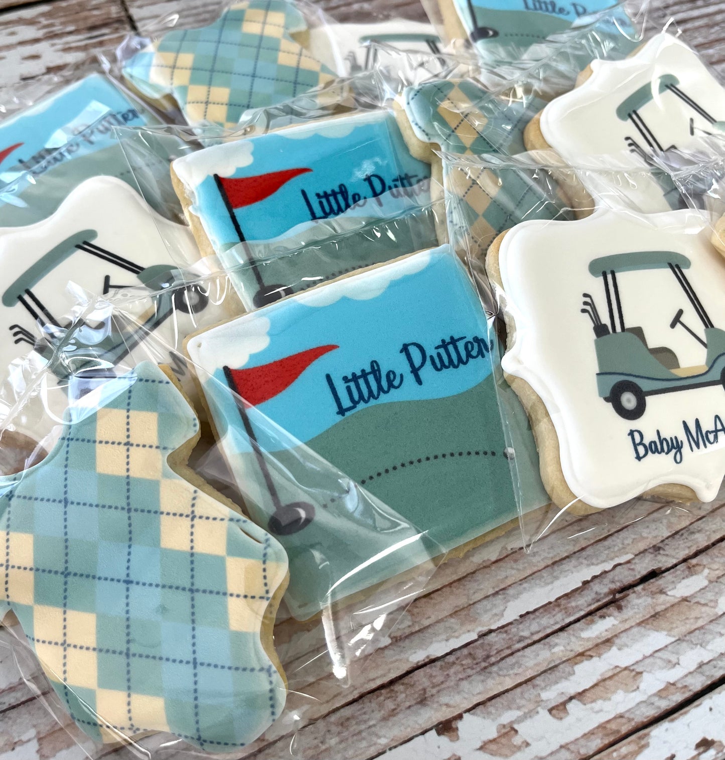 Golf Themed Baby Shower Putter is on the Way - It's a Boy Baby Shower Cookies--12 Count