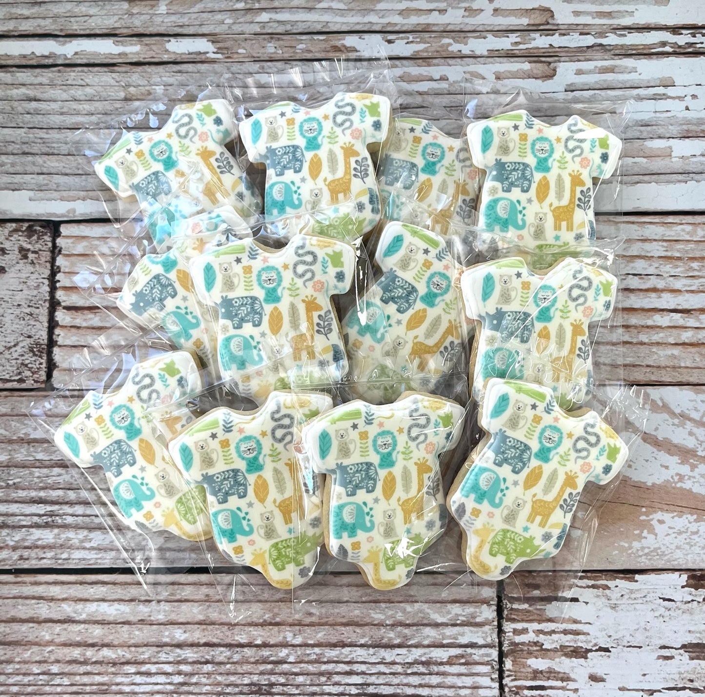 Baby Boy Shower Cookies w/choice of onesie --12 Count