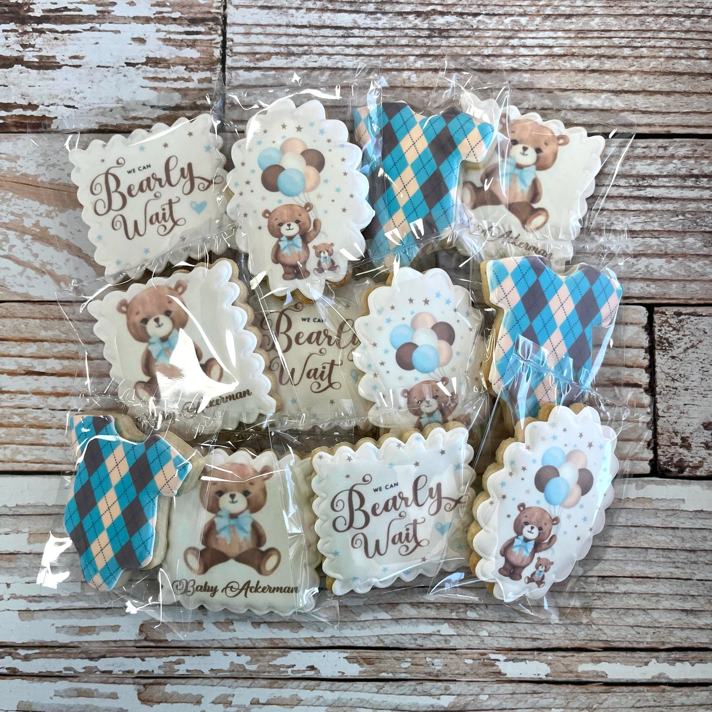 We Can Bearly Wait Teddy Bear Themed Baby Shower Cookies--12 Count