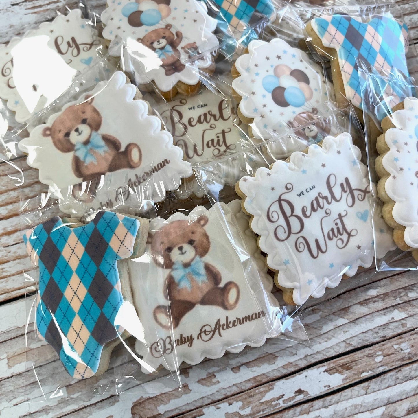 We Can Bearly Wait Teddy Bear Themed Baby Shower Cookies--12 Count