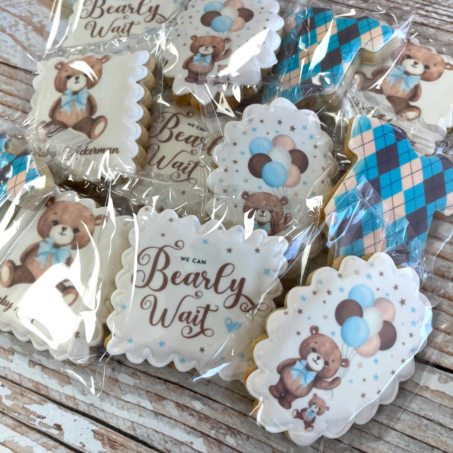 We Can Bearly Wait Teddy Bear Themed Baby Shower Cookies--12 Count