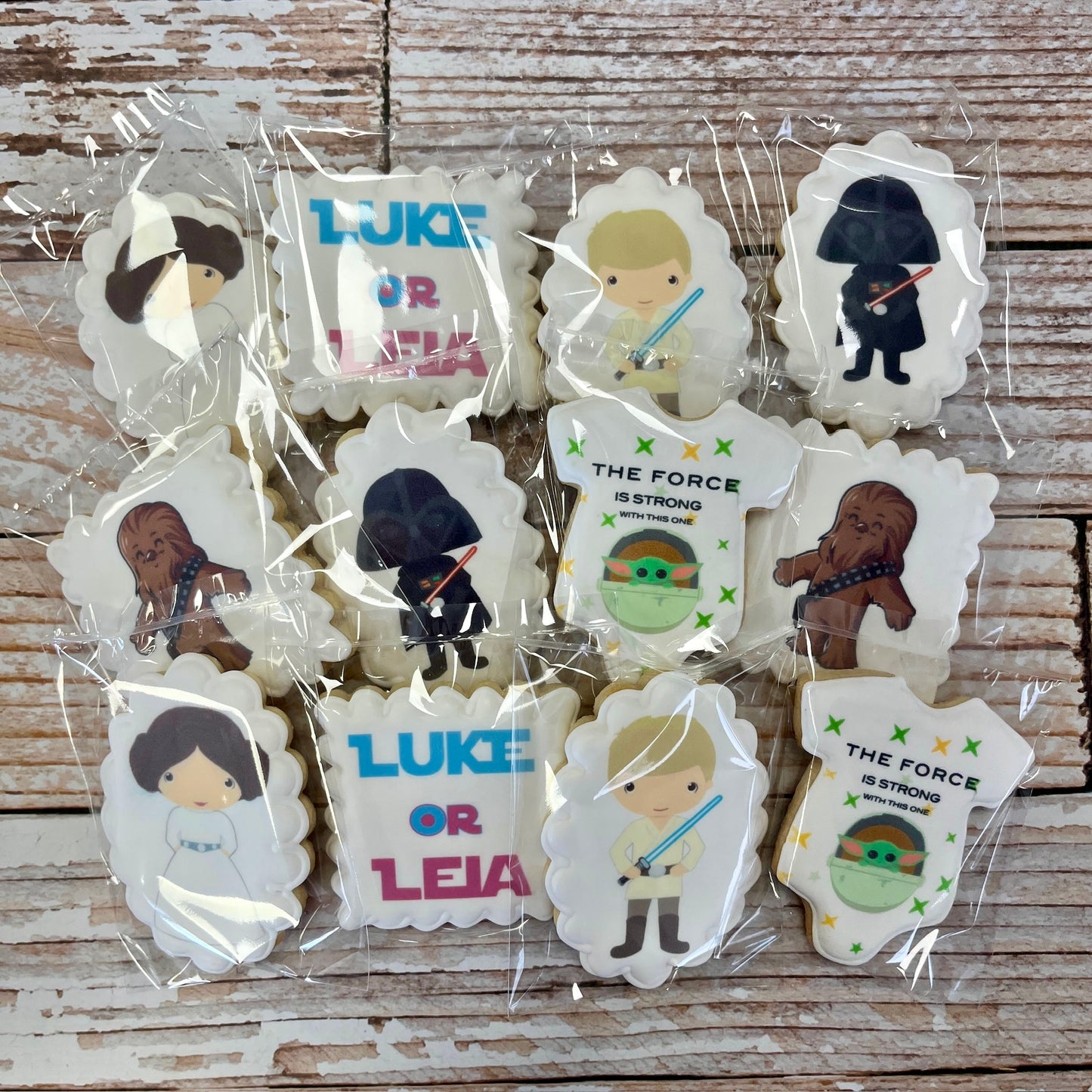 Star Wars Themed Gender Reveal Baby Shower Cookies The Force is Strong with this One--12 Count