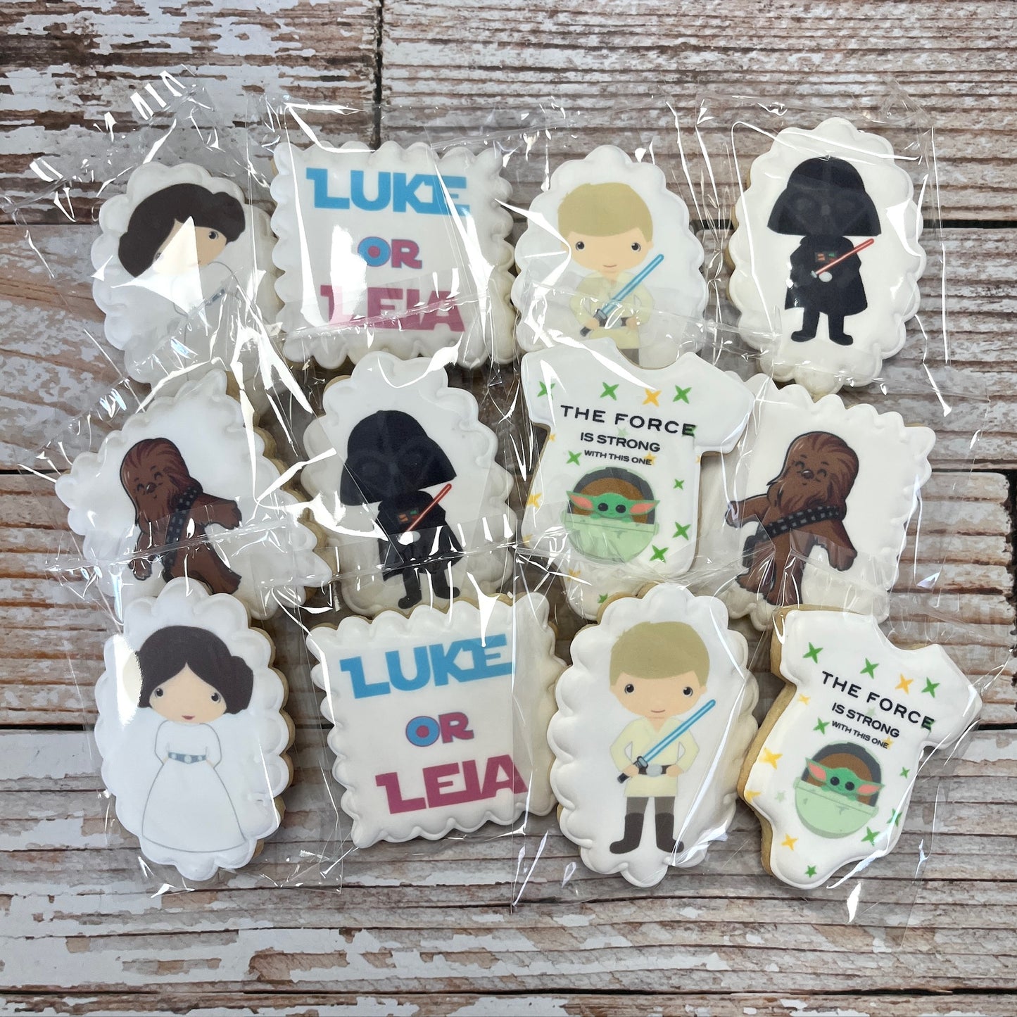 Star Wars Themed Gender Reveal Baby Shower Cookies The Force is Strong with this One--12 Count