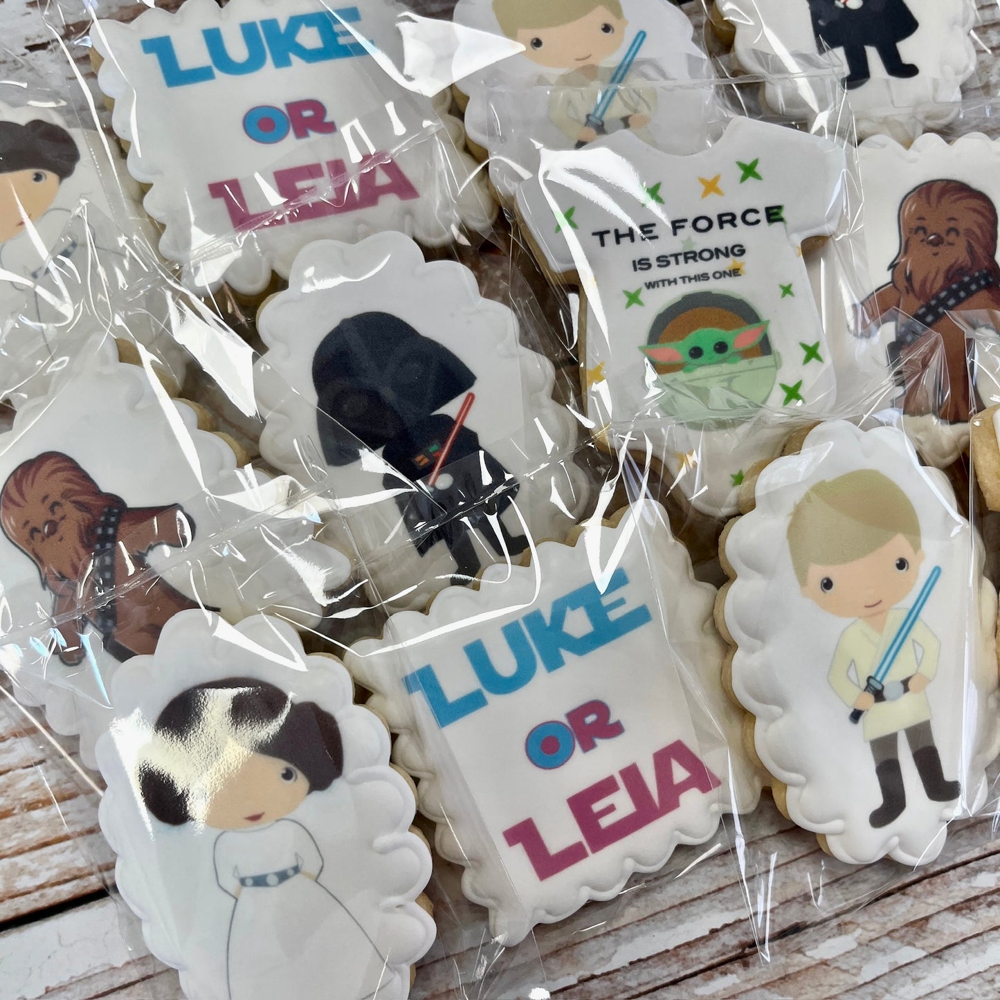 Star Wars Themed Gender Reveal Baby Shower Cookies The Force is Strong with this One--12 Count