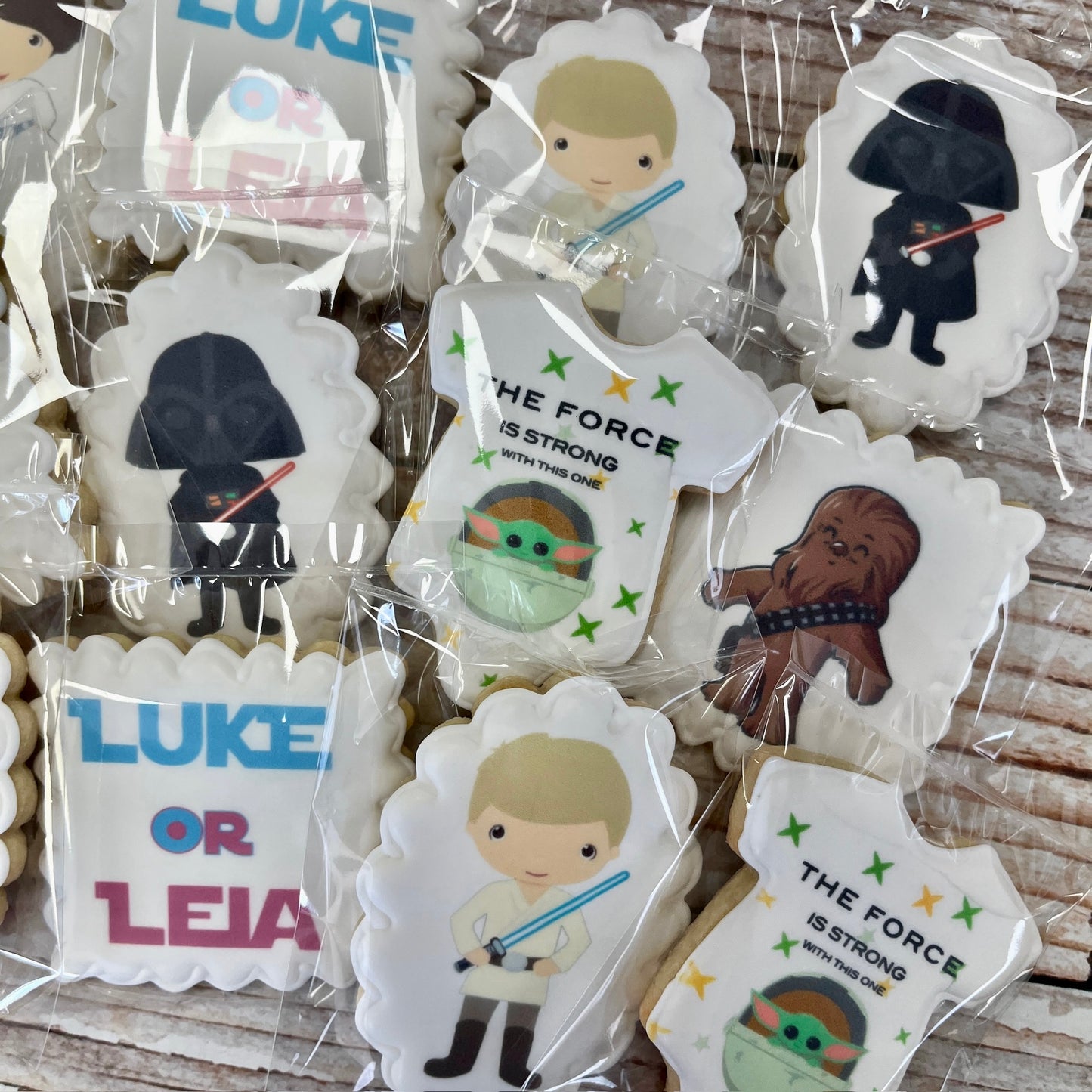 Star Wars Themed Gender Reveal Baby Shower Cookies The Force is Strong with this One--12 Count