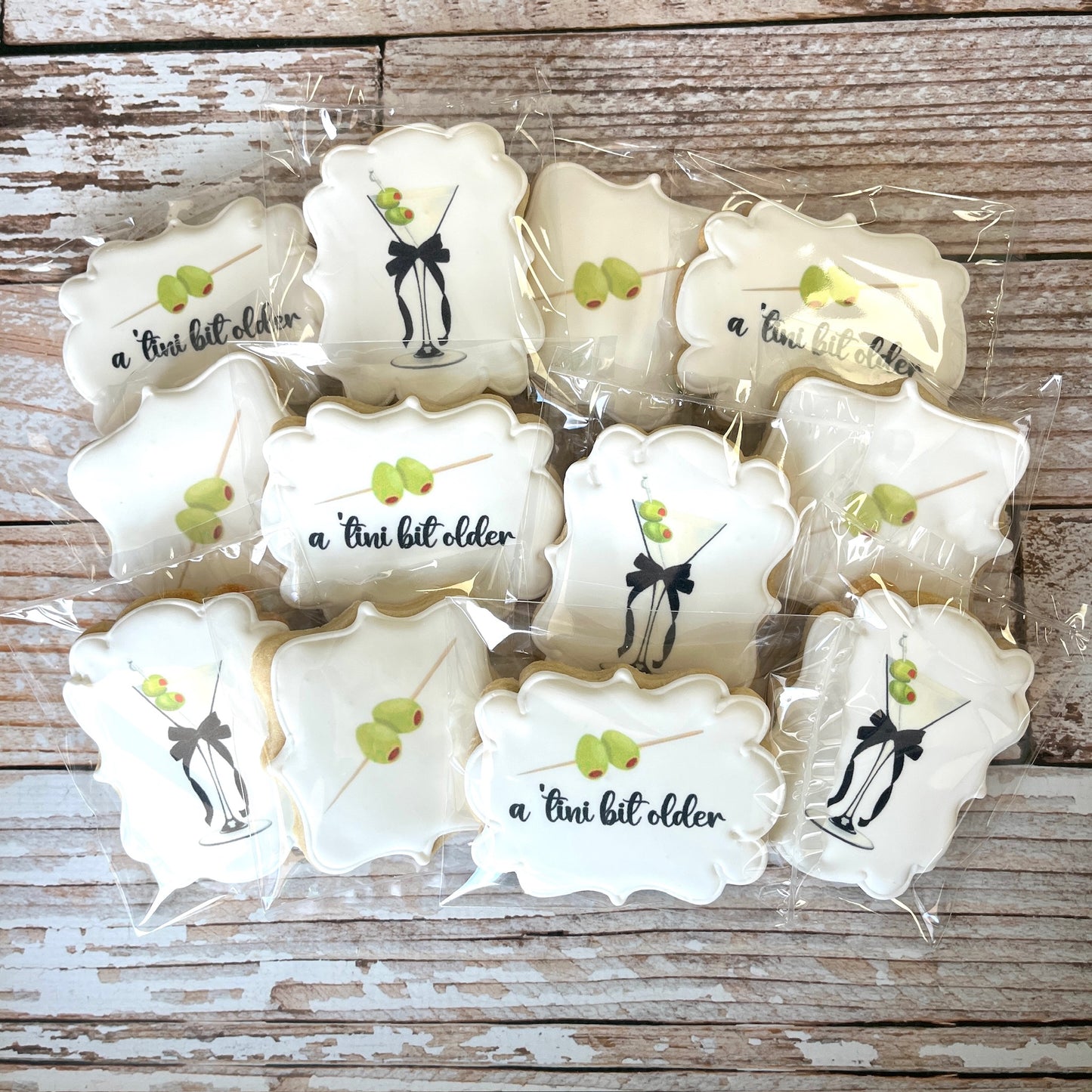 Martini Themed Tini Bit Older Olives Birthday Party Cookies Theme -- 12 Count