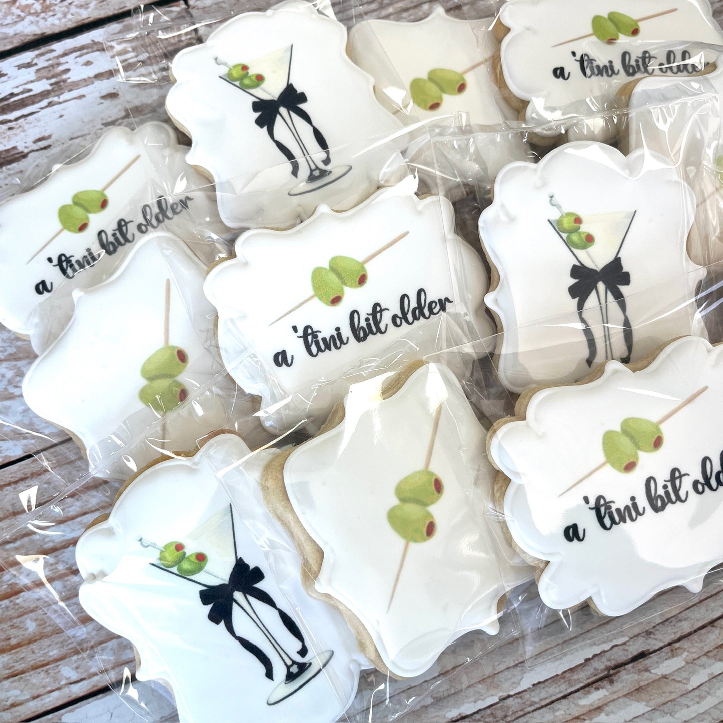 Martini Themed Tini Bit Older Olives Birthday Party Cookies Theme -- 12 Count