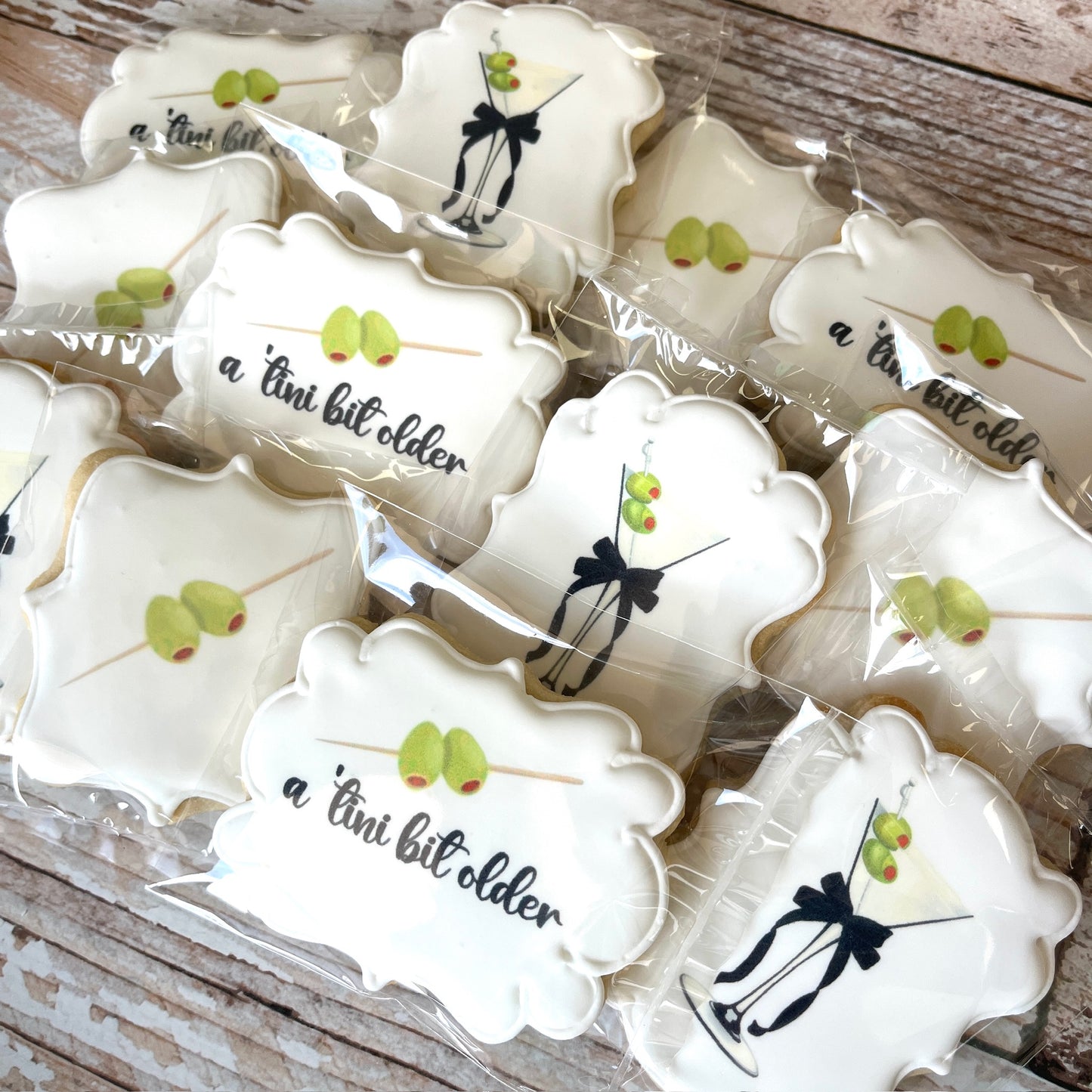 Martini Themed Tini Bit Older Olives Birthday Party Cookies Theme -- 12 Count