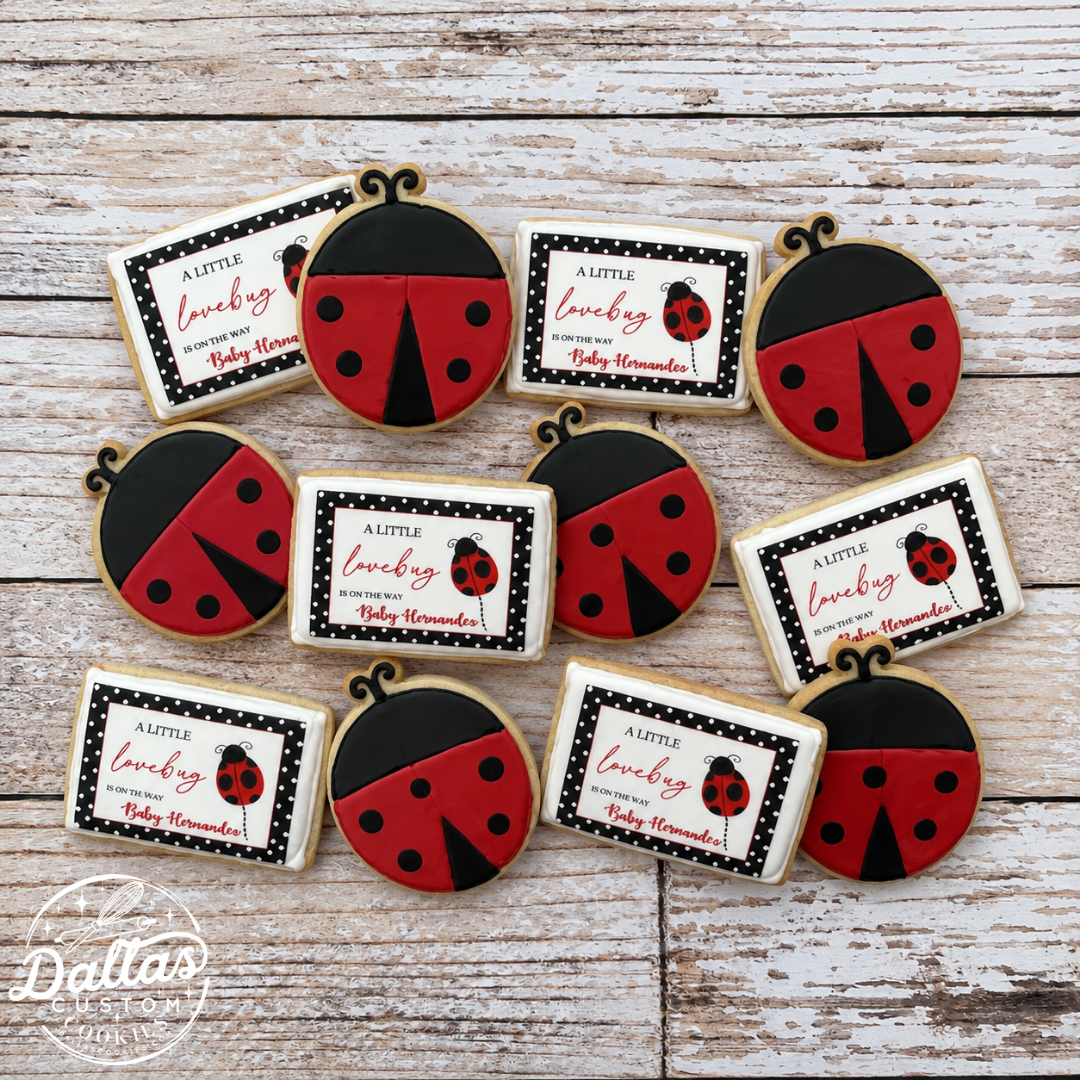 Ladybug Themed "A Little Love Bug is on the Way" themed Baby Shower Cookies--12 Count