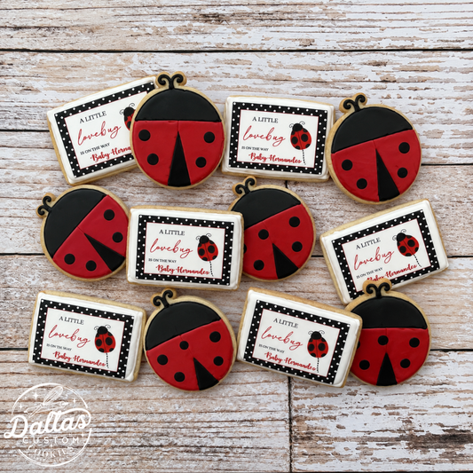 Ladybug Themed "A Little Love Bug is on the Way" themed Baby Shower Cookies--12 Count