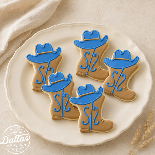 Hand Decorated Western Cowboy Boots, Cowboy Hat Themed Birthday Cookies--12 Count