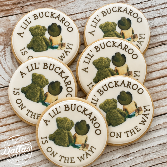 Little Buckaroo Cowboy Teddy Bear Themed Baby Shower Cookies--12 Count