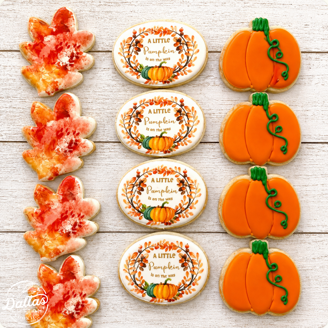 Little Pumpkin is on the Way themed Baby Shower Cookies--12 Count
