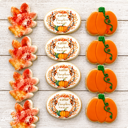 Little Pumpkin is on the Way themed Baby Shower Cookies--12 Count