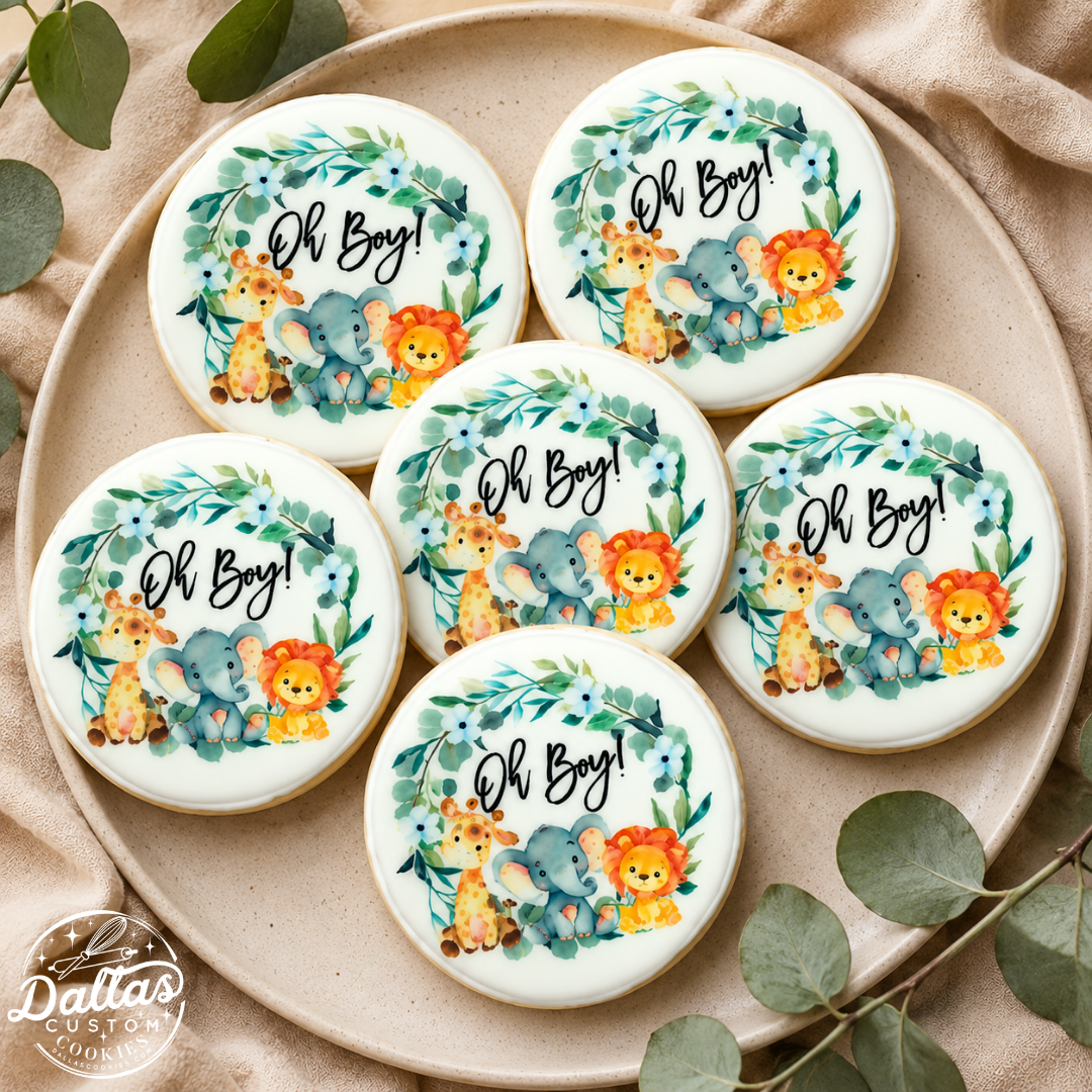 Oh BOY Safari Baby Shower Cookies--12 Count