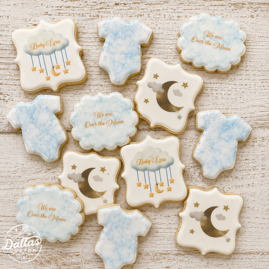 Over the Moon Baby Shower Cookies--12 Count