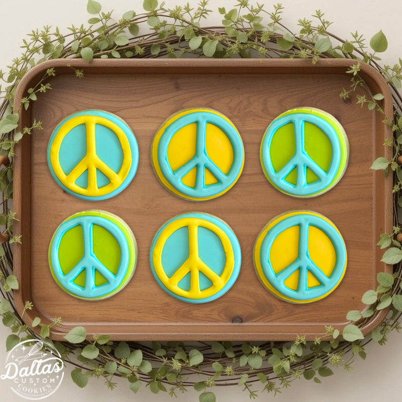 Smiley Faces & Peace Signs Disco Hippie Groovy Retro Party Themed 70s Cookies --12 Count