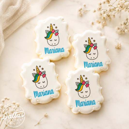 Personalized Unicorn Cookies on Plaque Shape--12 Count