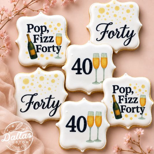 Pop Fizz Forty 40th BirthdayForty Cookies --12 Count