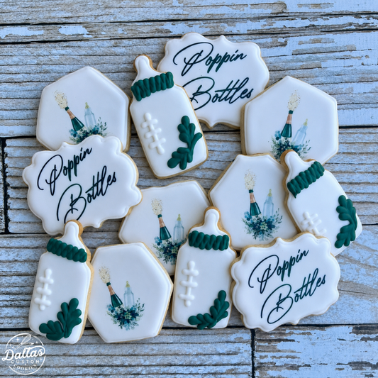 Poppin' Bottles themed Baby Shower Cookies--12 Count