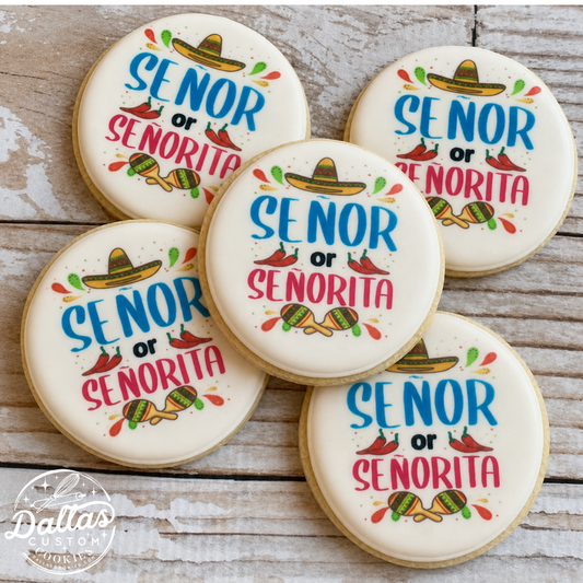 Gender Reveal Senor or Senorita Themed Baby Shower Cookies--12 Count