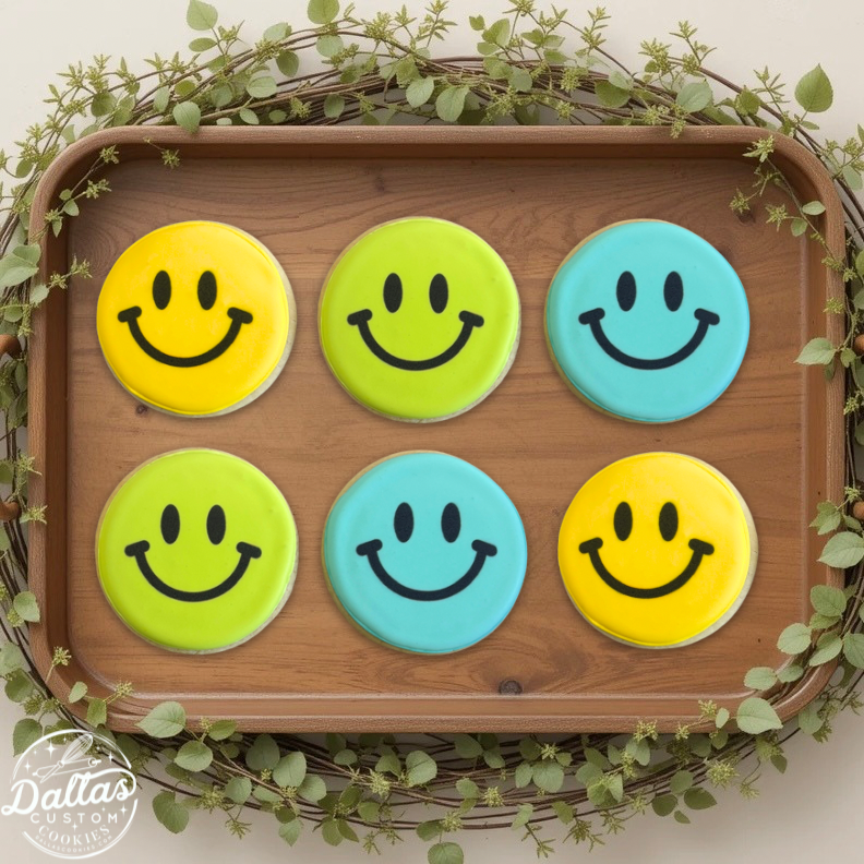 Smiley Faces & Peace Signs Disco Hippie Groovy Retro Party Themed 70s Cookies --12 Count