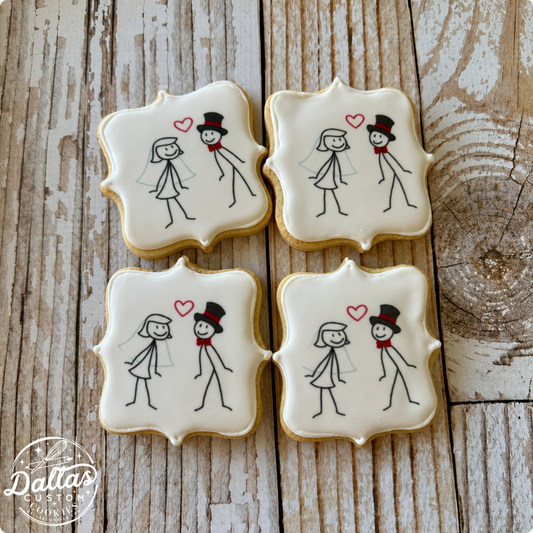 Stick Figure Wedding Bridal Shower Proposal Plaque Shaped-- 12 Count