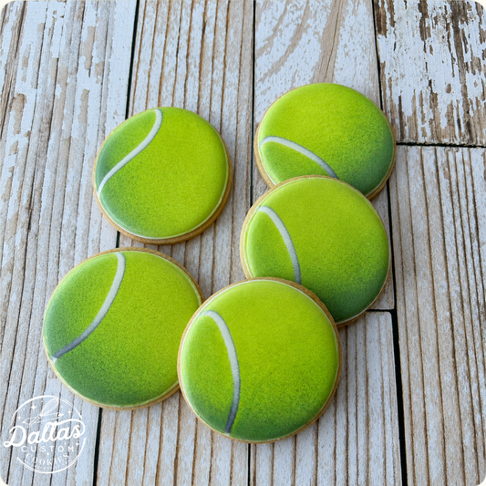 Tennis Sports Balls Cookies Birthday Cookies--12 Count