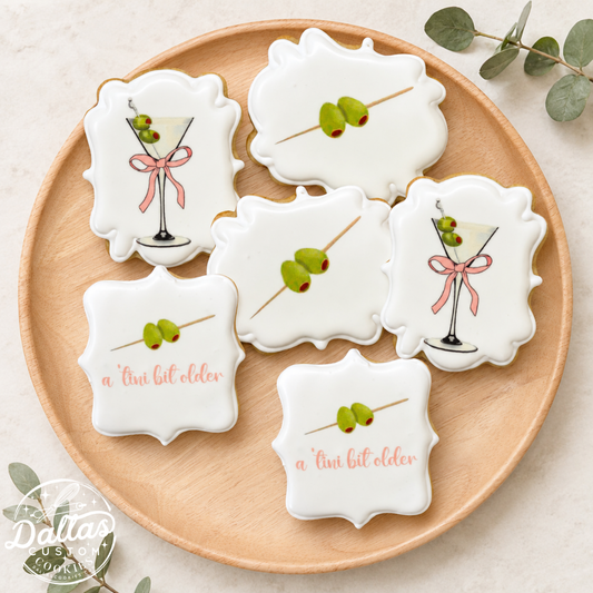 Martini Themed Tini Bit Older Olives Birthday Party Cookies Theme -- 12 Count