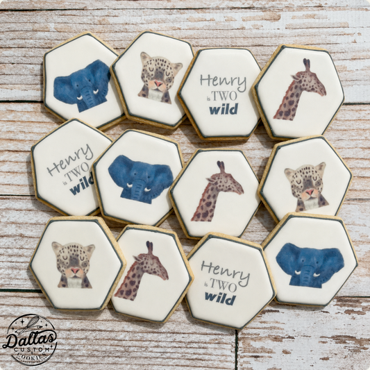 Two Wild Animal Safari Birthday Cookies Wild Animal Birthday--12 Count
