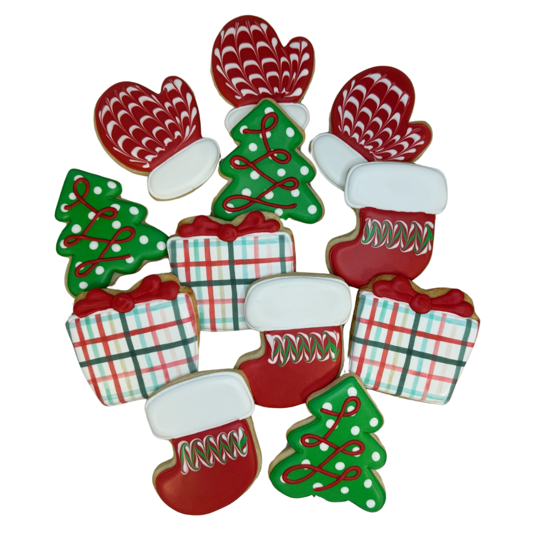 Hand Decorated Classic 2024 Christmas Holiday Cookie Assortment --12 Count