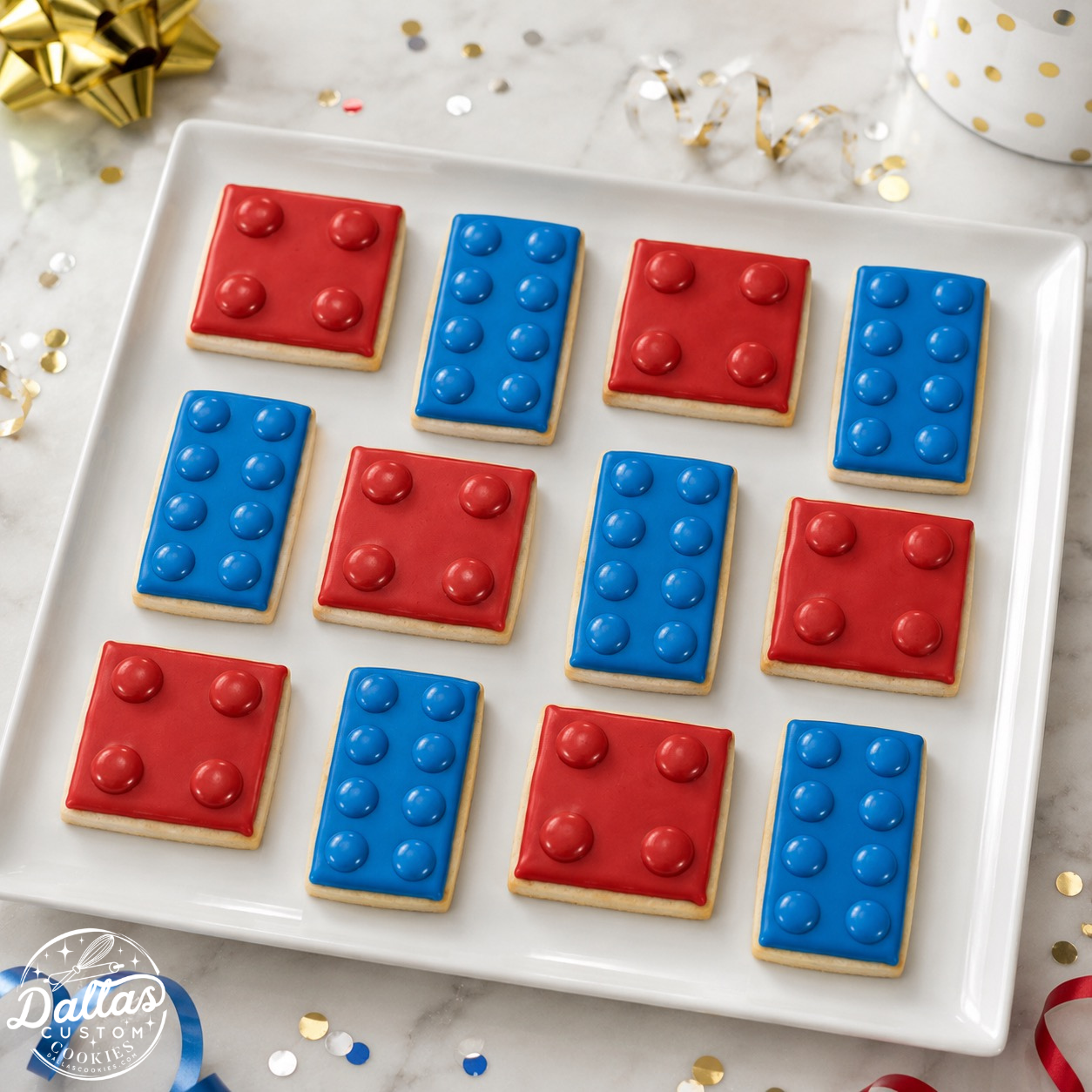 Hand Deco Lego Themed Birthday Cookies--12 Count