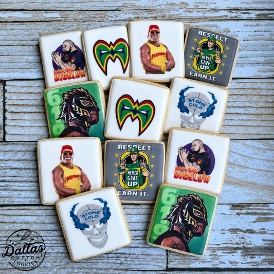 WWE Wrestling Themed Birthday Cookies -- 12 Count