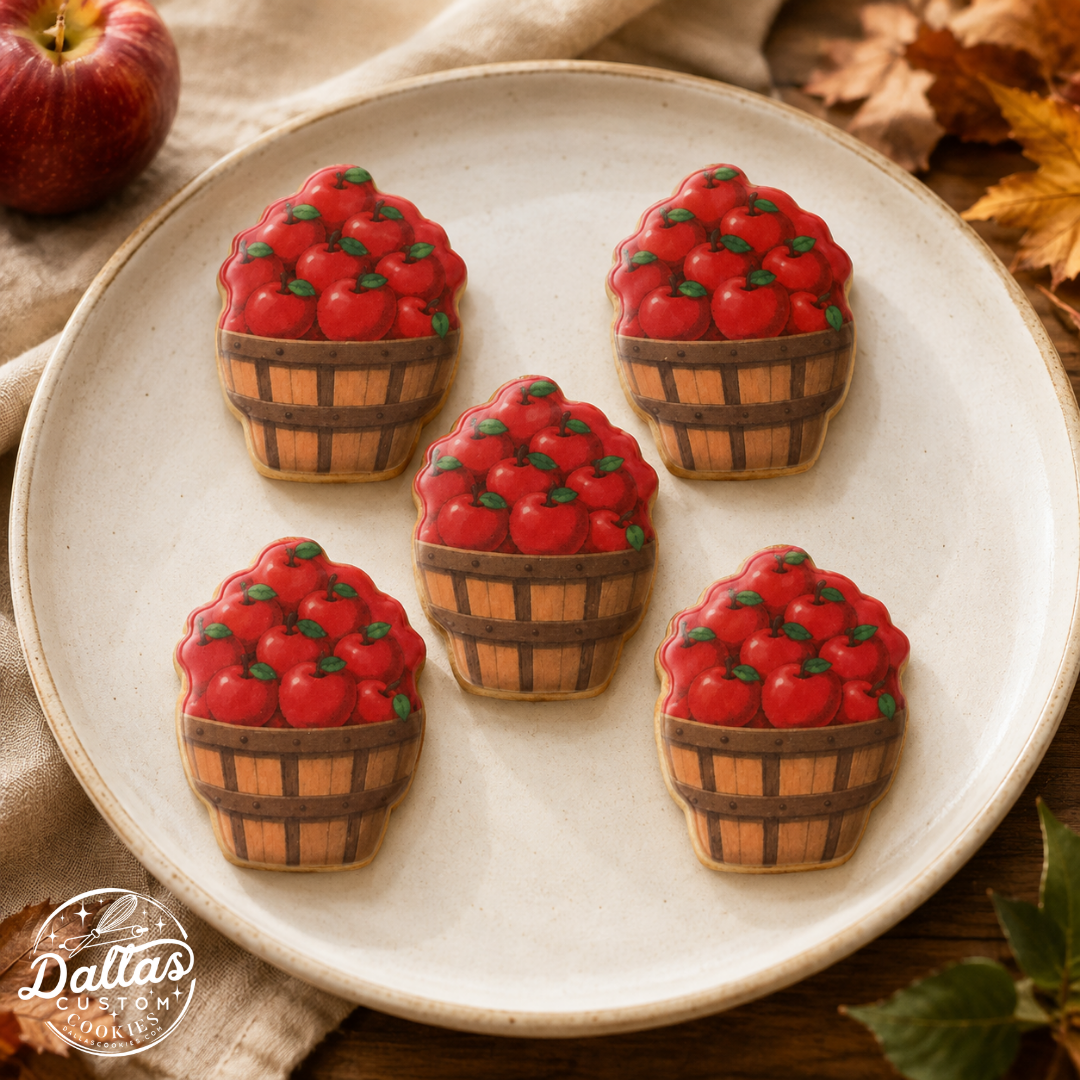 Basket of Apples Fall Bushel of Apples Cookies--12 Count