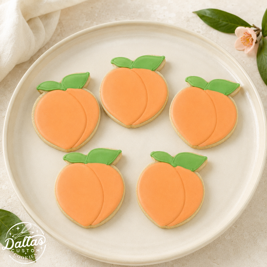 Peach Themed Summer Fruit Decorated Cookies -- 12 count
