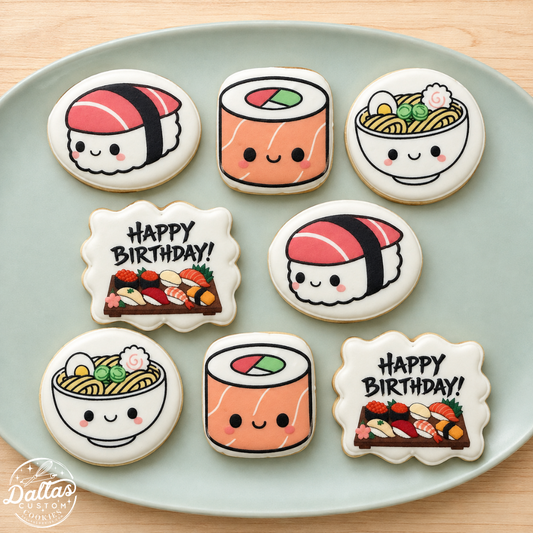 Sushi Smiles Birthday Set Birthday Cookie Set -- 12 Count