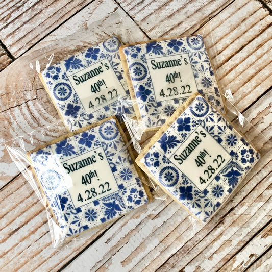 Customized Blue Spanish Tile -- 12 Count