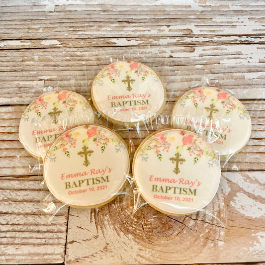Floral Baptism Cookies--12 Count