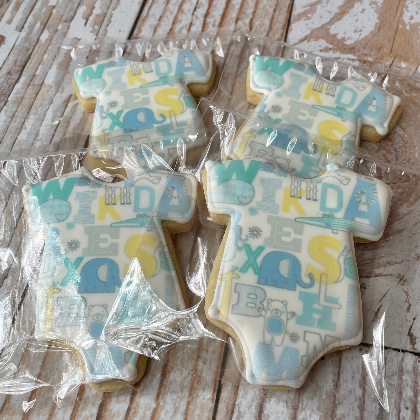 Baby Boy Shower Cookies w/choice of onesie --12 Count