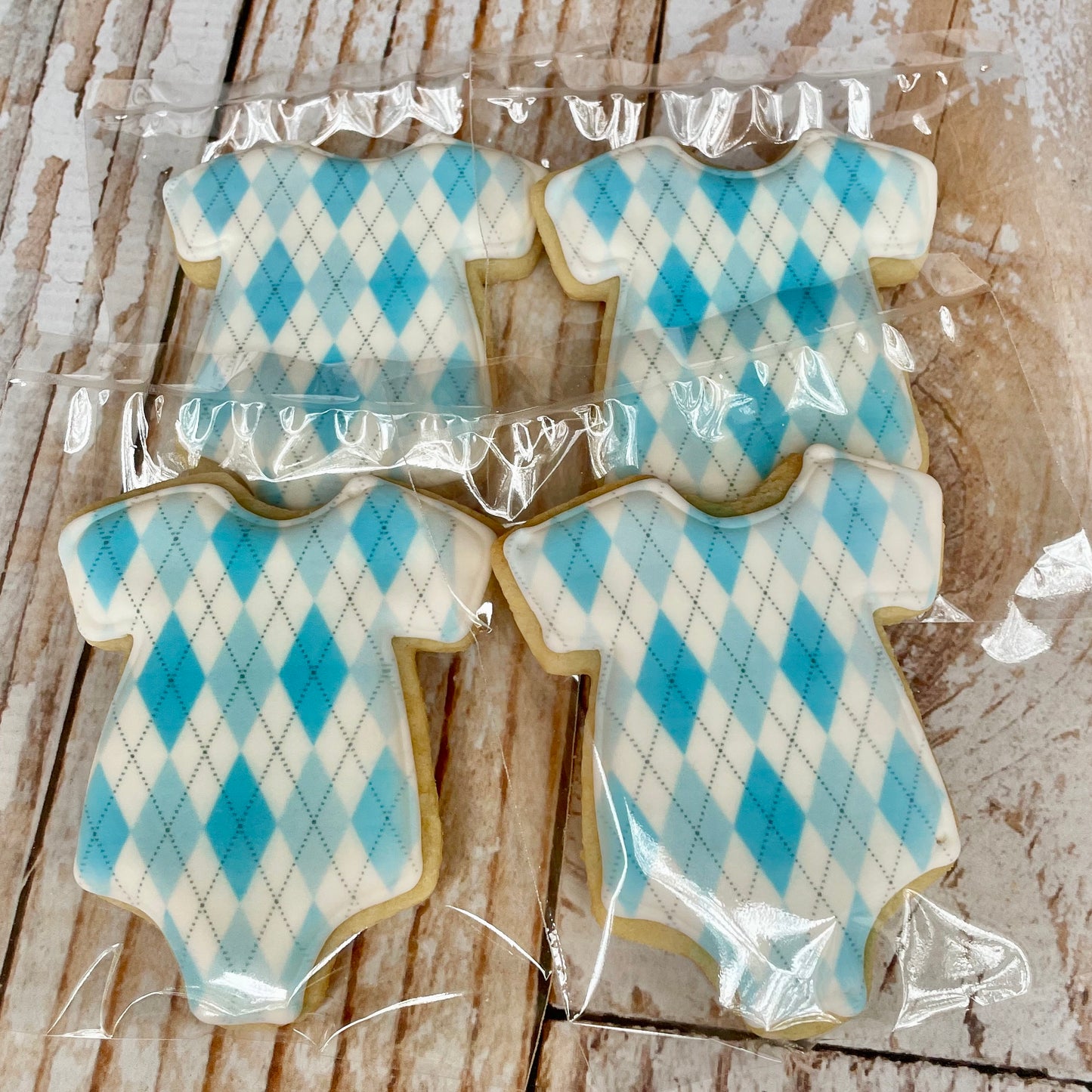 Baby Boy Shower Cookies w/choice of onesie --12 Count