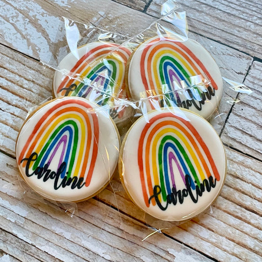 Personalized Rainbow themed Cookies--12 Count