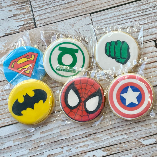 Super Hero Batman, Spiderman, Hulk, Captain America, Superman, Green Lantern Cookies--12 Count