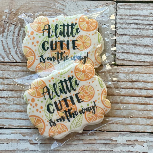 A Little Cutie is on the Way themed Baby Shower Cookies--12 Count