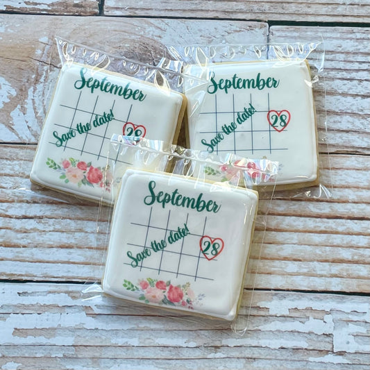 Save the Date Calendar w/florals Cookies--12 Count
