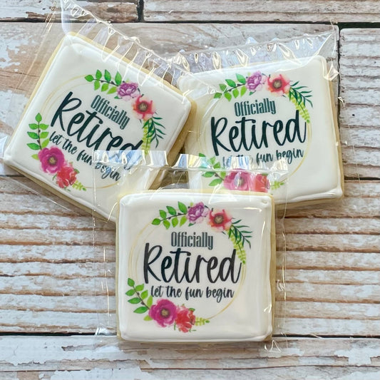 Floral Retirement Themed Cookies--12 Count