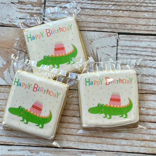 Happy Birthday Gator Alligator Cookies--12 Count